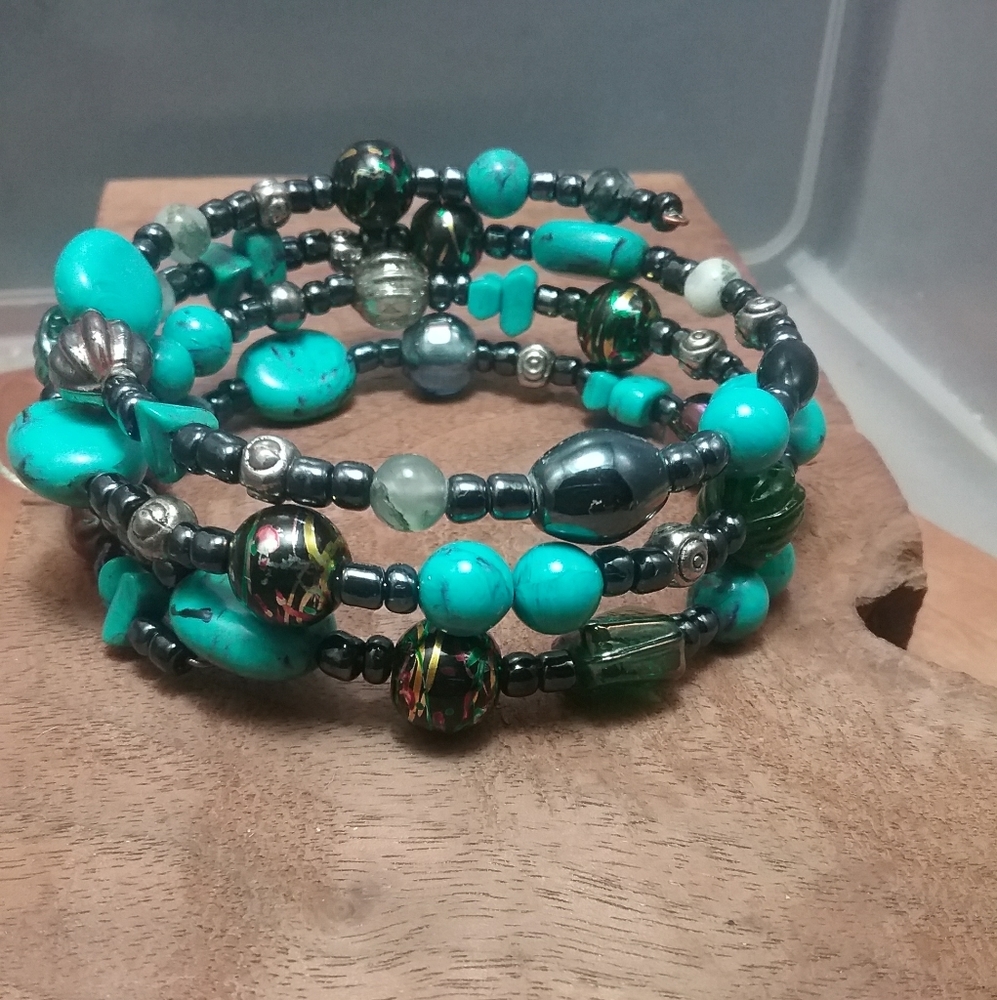 Vintage Beaded spiral bracelet